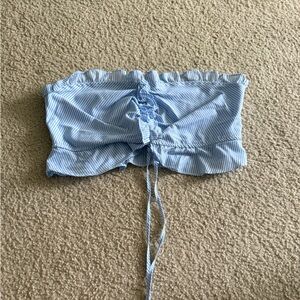 Iris Light Blue and White Striped Top